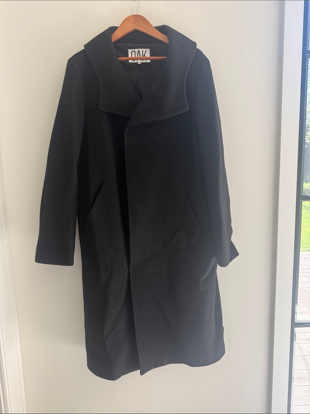 OAK Black Wool Blend Women's Long Coat